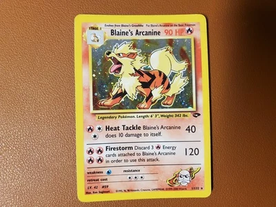 Blaine’s Arcanine 1/132 Holo Rare Gym Challenge Pokemon Card MP 2000 WOTC - Image 1 of 2