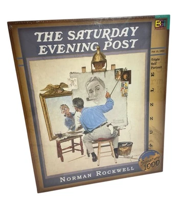 Saturday Evening Post TRIPLE SELF PORTRAIT 1000 Pc Jigsaw Puzzle NORMAN ROCKWELL - Image 1 of 4