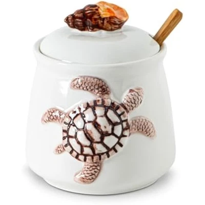 Azucarero Tortuga con Tapa Tarro de Azúcar de Cerámica con Tapas de Caracola Ocean The Foto 1 de 4