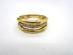 Wunderschöner dreireihiger Bandring John Hardy 18K Gelbgold Diamant Bambus Größe 6,5 - Bild 1 von 7