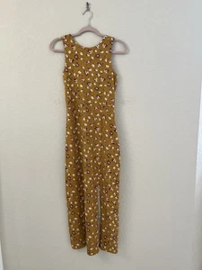 Abito donna Pact Biologico senape floreale senza maniche incrociato maxi spacco M - Foto 1 di 6