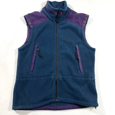 Chaleco polar vintage Mountain Hardwear talla 8 cremallera completa estampado azteca senderismo al aire libre Foto 1 de 4