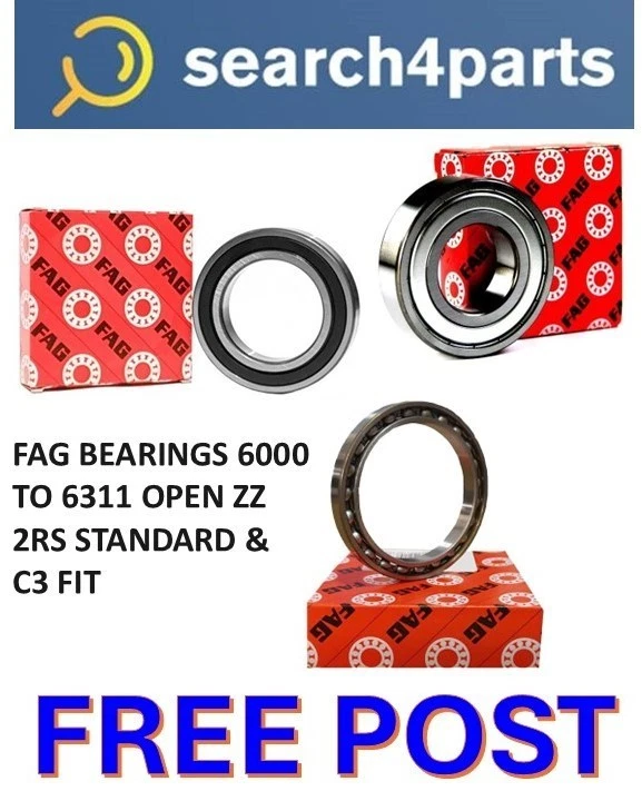 FAG BEARING BEARINGS 6000 TO 6311 OPEN ZZ 2RS YOU CHOOSE - FREE POST - Image 1 of 1