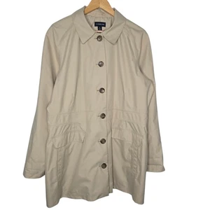 Lands End Womens Khaki Tan Trench Coat Size XL (18-20) - Picture 1 of 8