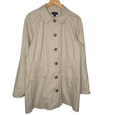 Lands End Womens Khaki Tan Trench Coat Size XL (18-20) - Image 1 of 4