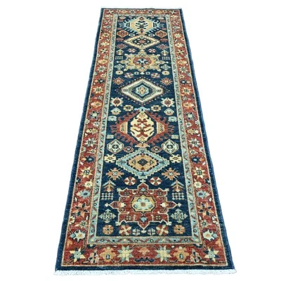 2'7"x8' Yale Blue Peshawar Karjihooz Design Wool Hand Knotted Runner Rug G20819 - Image 1 of 4