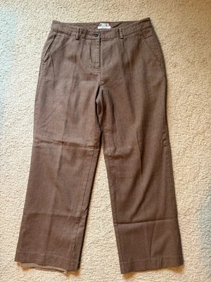 Women’s LL Bean Classic Fit Lined Pants Houndstooth Brown 10 Petite EUC - Image 1 of 4