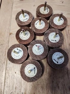 Lote de 10 Weiler tigre abrasivo grano 80 3 pulgadas 1" rueda aleta 52227 eje 1/4 pulgadas Foto 1 de 3