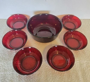 Ruby Red Arcoroc France Bowl Set - Picture 1 of 2