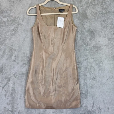 Tahari Arthur S Levine Dress Womens 4P Petite Champagne Gold Sheath Sleeveless - Image 1 of 4