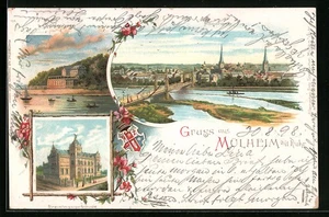 Lithographie Mülheim a. d. Ruhr, Kahlenberg, Kreistagsgebäude 1898 - Picture 1 of 2