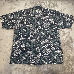 Tommy Bahama Hemd Herren XL blau grün Hawaii Seide Camp Aloha Tiki Relax Print - Bild 1 von 9