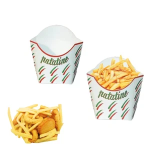 100 Astucci Cartone Patatine 8x13x10 cm Riciclabili per Street Food e Asporto - Foto 1 di 3