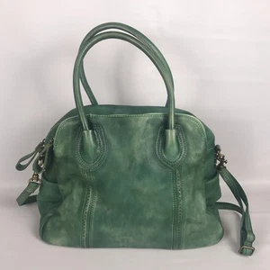 OLD TREND Vintage Soul Sachel Handbag Distressed Vintage Green Teal Leather Bag - Picture 1 of 18