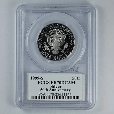 Medio dólar Kennedy 1999-S prueba plata 50c graduación profesional PR70DCAM 50 aniversario JFK Foto 1 de 2