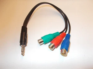 Cable adaptador, 1 clavija 3,5 mm a. 3 x Cinch hembra, longitud aprox. 15 cm, #X-24-25 - Imagen 1 de 4