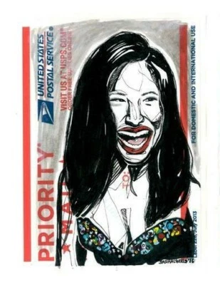 Selena Quintanilla Black Bra Street Art Graffiti Sticker Drawing Usps Mail 1pc - Image 1 of 4