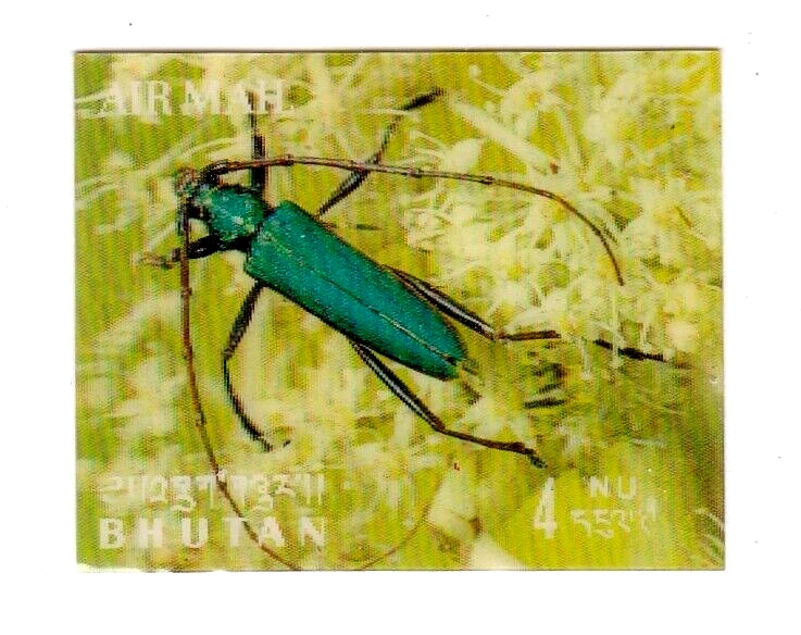 Sello de Bután #101e, MH, holograma, tópico, insectos  Foto 1 de 1