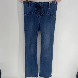 Free People Eva Jeans Medium Wash Penny Lane Boot Cut Lace up low rise women 25 - Picture 1 of 7