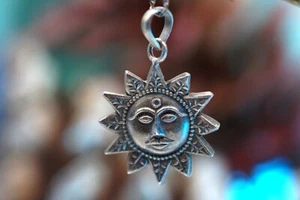 Vintage Sterling Silver 925 Pendant Necklace Sun Design 7.86g - Picture 1 of 8