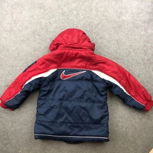 Vintage Nike Jacket Boys Small 4-6 Black Gray Windbreaker Puffer Hooded * - Picture 1 of 13