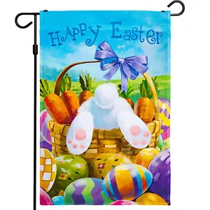Garden Flag Easter Spring Decoration Happy Easter Bunny Carrots Eggs 12" x 18” - Picture 1 of 7