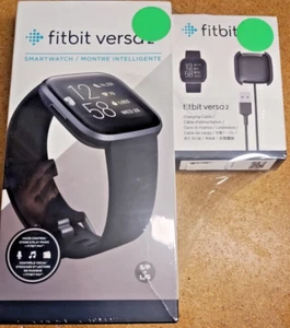 Fitbit Versa 2 Smartwatch - Carbon Black-LN-OPEN BOX- (with gift charger cable) - Picture 1 of 6