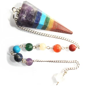 Pendolo rabdomante 7 Chakra cristallo guarigione divinazione terapia Reiki - Foto 1 di 5