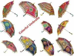 Wholesale Lots Of 50 Pcs Jaipuri Craft Fabric Wedding Party Sun Protect Umbrella - Picture 1 of 12