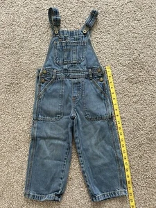 Osh Kosh B’Gosh Soft Denim Overalls Boys Girls 4T Blue Jeans Cargo Cotton D04 - Picture 1 of 5