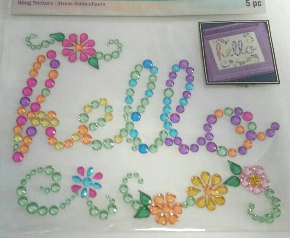 Hello Flowers Friend Welcome Bright Multicolor Bling Gems Recollections Stickers - Image 1 of 1