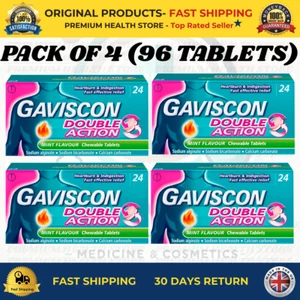 GAVISCON DOUBLE ACTION MINT FLAVOUR CHEWABLE TABLETS – PACK OF 4 (96 TABLETS) - Picture 1 of 4