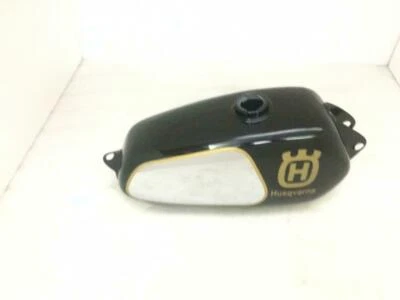 HUSQVARNA 1974 CR 250 WR 250 MAG REPRO BLACK PAINTED CHROME STEEL TANK - Image 1 of 4