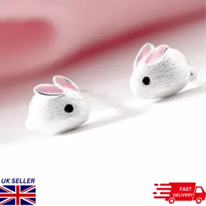 925 Sterling Silver plated Cute Rabbit Stud Earrings Jewellery Women Girls Gift - Picture 1 of 6