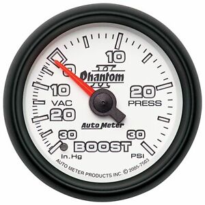 Autometer 7503 Phantom II 52.4mm Mechanical Vacuum/Boost Gauge 30 In. HG/30 PSI