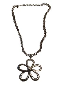 Collana catena fiori tono argento 17" - Foto 1 di 8