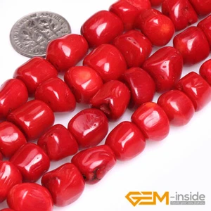 Cuentas de tubo de columna de forma libre de piedras preciosas de coral rojo para hacer joyas hilo de 15" hágalo usted mismo - Imagen 1 de 47