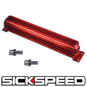 RED 18 INCH ANODIZED ALUMINUM DOUBLE PASS FINNED OIL COOLER CAR TRUCK P5 - Picture 1 of 1