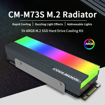 Enfriador SSD M.2 RGB disipador de calor 2280 radiador direccionable LED NGFF NVME PCIE Foto 1 de 4