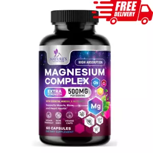Magnesium Complex Supplement, Magnesium Glycinate, Citrate, Malate Oxide Aquamin - Picture 1 of 9