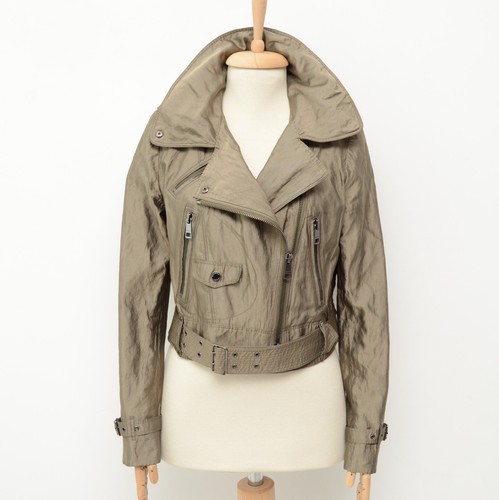 RARA giacca biker in metallo Burberry London donna bomber taglia UK 12 US 10 IT 44 ~M