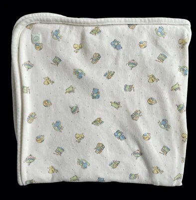 The Childrens Place Baby Blanket White Quack Duck Toy Teddy Rocking Horse Blocks - Image 1 of 4