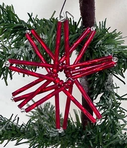 Alter Gablonzer Weihnachtsschmuck Christbaumschmuck Stern Rot 5765/23 - Picture 1 of 3