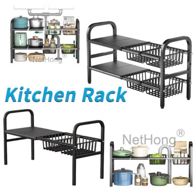 Under Kitchen Sink Shelf Storage Extensible Adjustable Cupboard Chest Organiser - Image 1 of 4