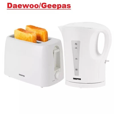 2200W 1.7L Electric Kettle & 650W 2 Slice Bread Toaster Kitchen Combo Set White - Image 1 of 4