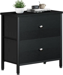 BOLUO Black Nightstand 2 Drawer Dresser for Bedroom,Small Night Stand End Table - Picture 1 of 12