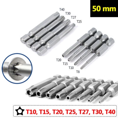 Five Point Star Screwdriver Bit Set 50mm Hex Shank T10 T15 T20 T25 T27 T30 T40 - Image 1 of 4
