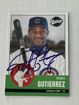 Ricky Gutierrez 2001 Upper Deck Vintage Authentic Signed Autograph Auto Card Cub - Image 1 of 3