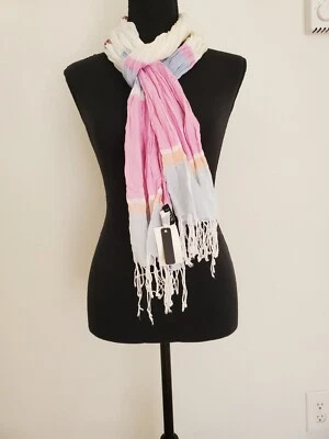 J. Bufanda ligera Crew con flecos mf1153 algodón orgánico pastel a cuadros Foto 1 de 4