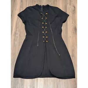 Abito in maglia St. John Collection dettagli stringati vestito piccolo nero S - Foto 1 di 5